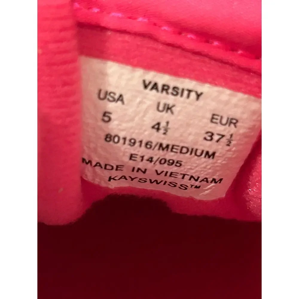 K-Swiss Classic Varsity Low‎ White Pink Big Kids Running Trainers Shoes 5 -NIB